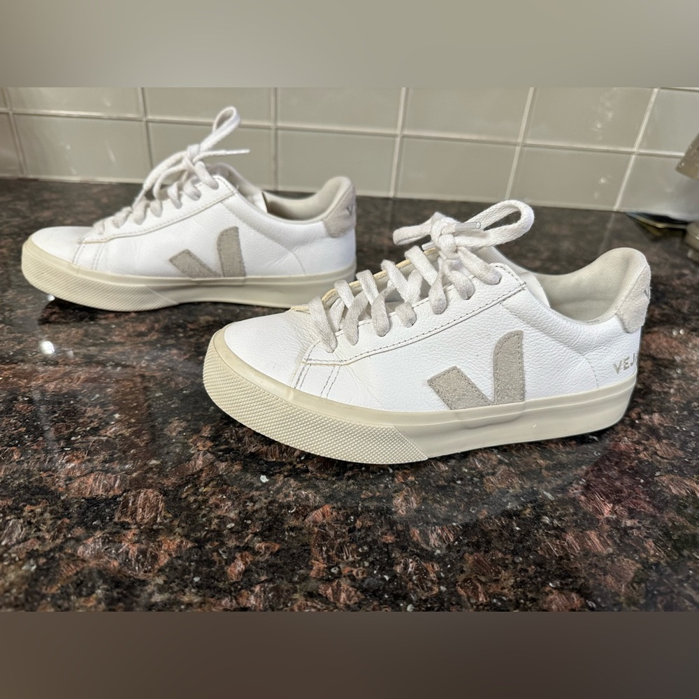 Veja Women's White and Gray campo Sneakers